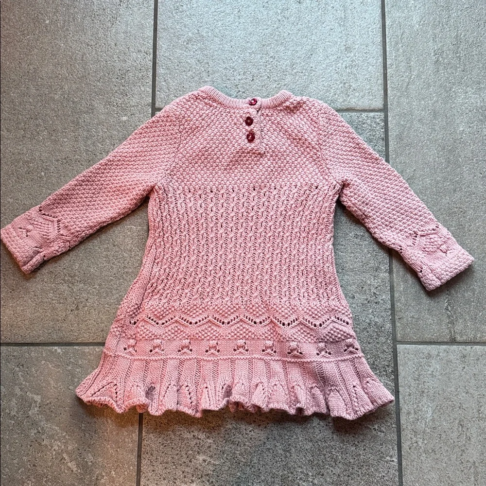 Cupcakes and Cashmere Baby Floral Pointelle Appliqué Knit Sweater Dress, 6-9 Mos